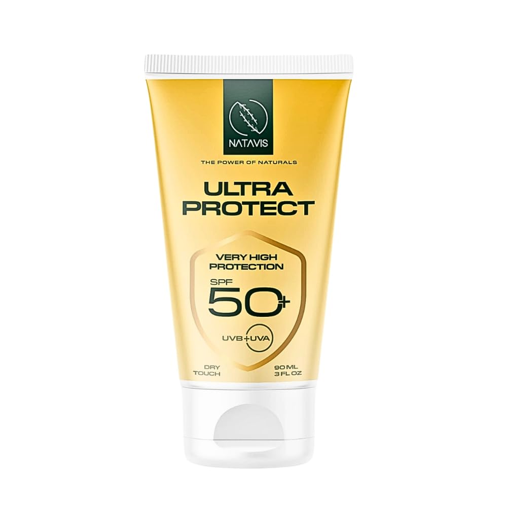 Natavis Ultra-Protect SPF 50+ Sunscreen | Powerful Daily Protection with Organic UV Filters, Vitamin E & Lactic Acid – Gentle on Sensitive Skin – Water & Sweat Resistant