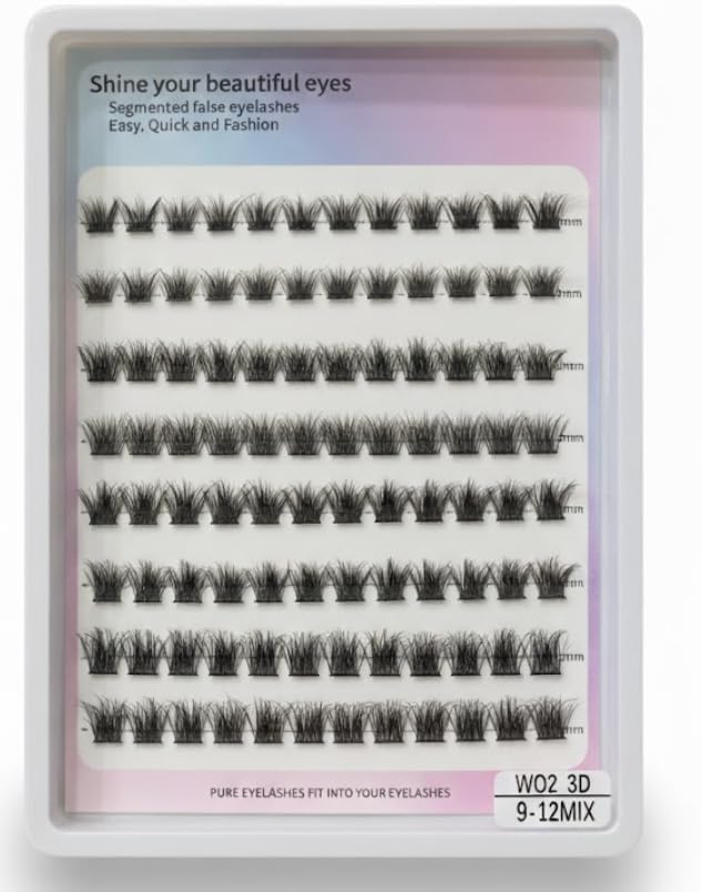 LAHES 200PCS - Extensions Individual Lash Volume 6D mink - FREE EYELASHES - Natural Eyelashes (WO2 3D- 9-12 MM-MIX)-ONE BY ONE-MIX