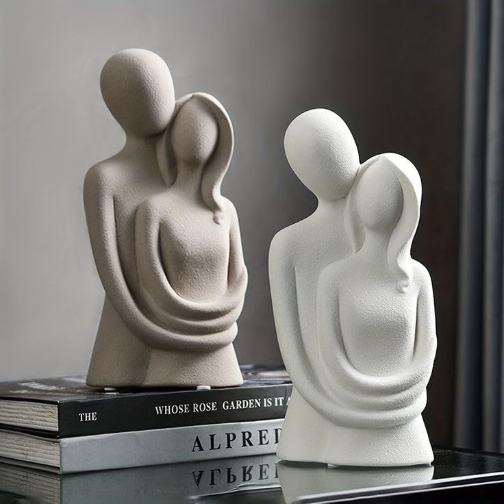 Romantic Couple Statue:A man close to his dear with a warm back hug, conveys love and dependence between couples.It is great to have in your home as a nice reminder of a touching moment (02)