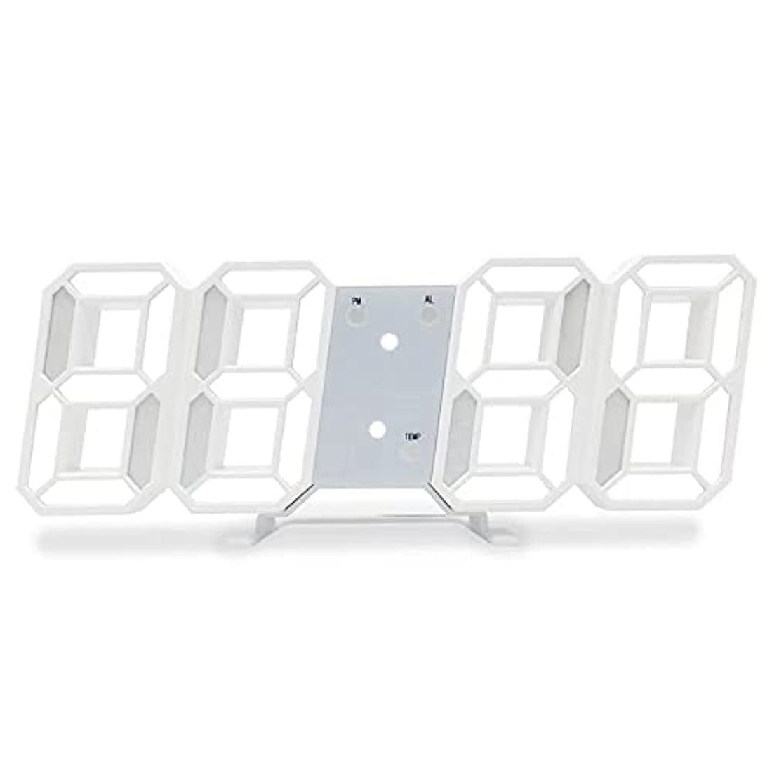3D Wall Led Alarm Digital Clock White Number Time Clock with Automatic Brightness Adjustable, 12/24 Hr Time/Date Temperature Display, Electric Nightlight Alarm Clock for Modern Home Decoration