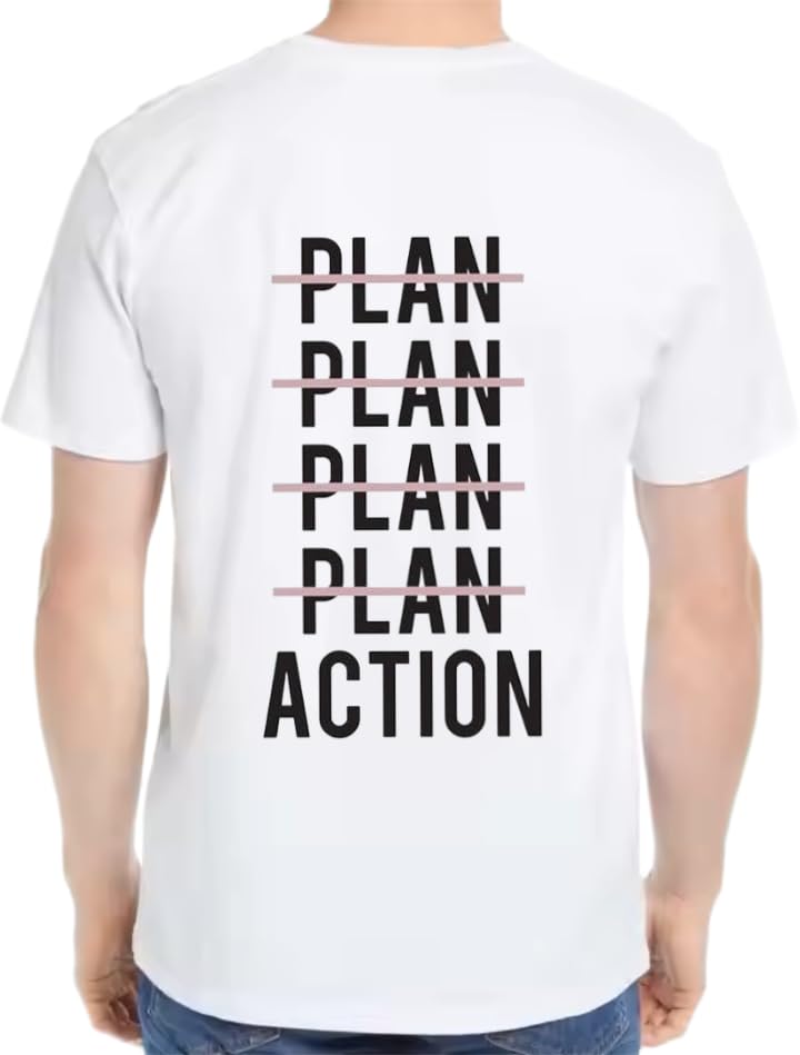 PLAN PLAN PLAN PLAN PLAN ACTION T-shirt Back White