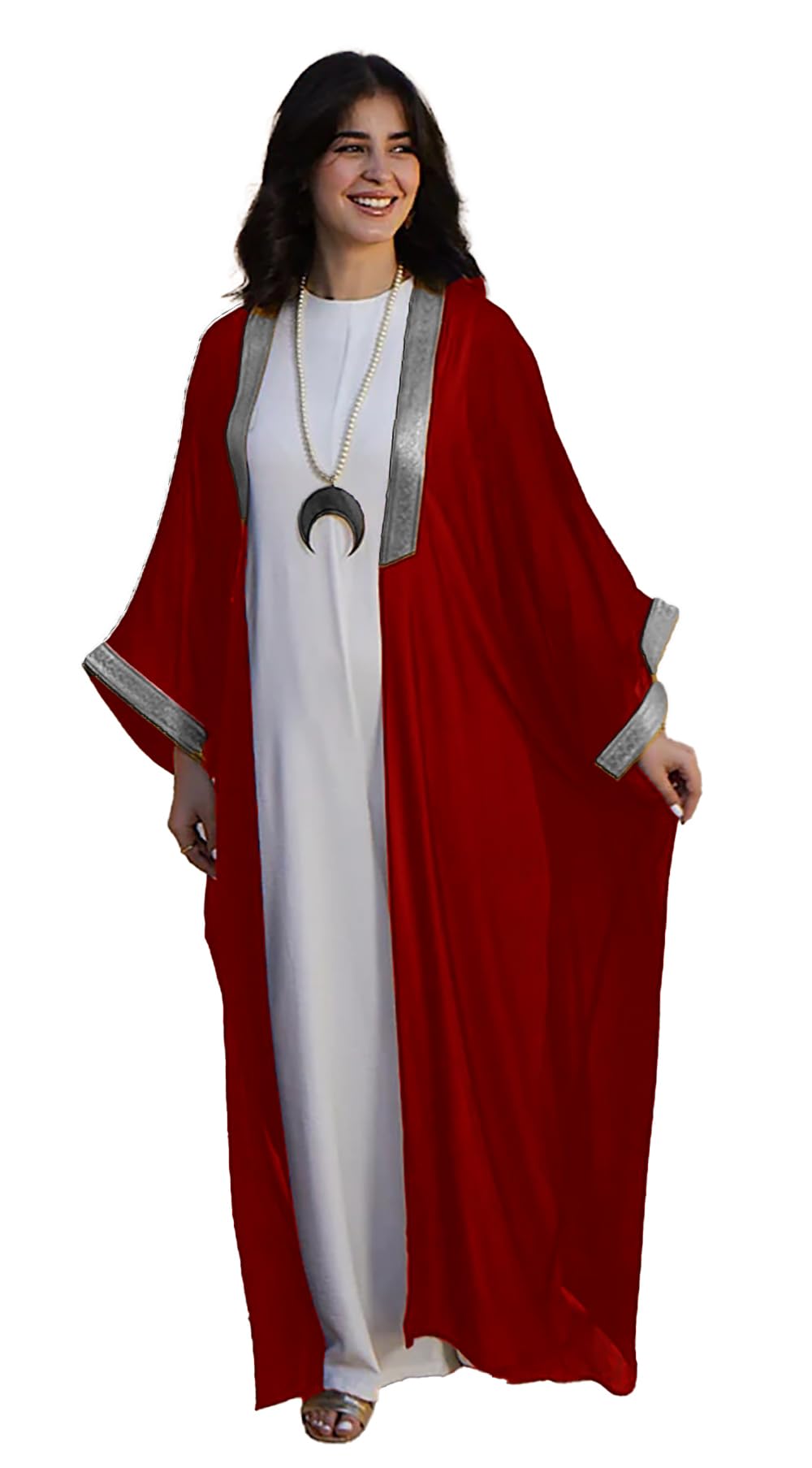 Sunset Ramadan Chiffon Abaya Kaftan Kimono Bisht inlaid with Jubeir