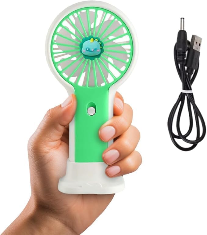 Mini Portable USB Hand Fan High Speed 1.5W Power Single Speed Mode Portable With Stand Rechargeable Desktop Cooling Fan Small Table Fan For Home Office Travel DD 5627 (Green)