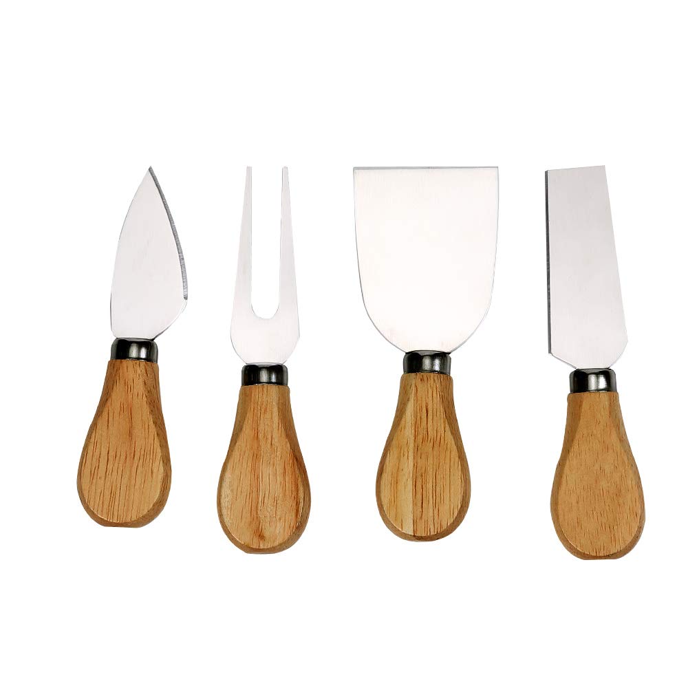 4 Pieces Set Cheese Knives with Wood Handle Steel Stainless Cheese Slicer Cheese Cutter
