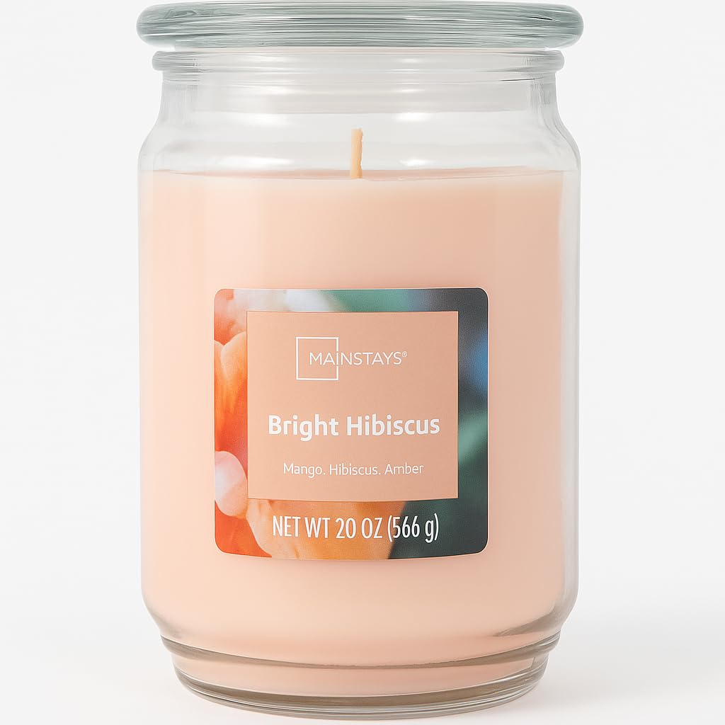 Kanawaty Scented 20 oz Candle Jar, BRIGHT HIBISCUS, Up to 120 Hours of Burn Time, Single-Wick