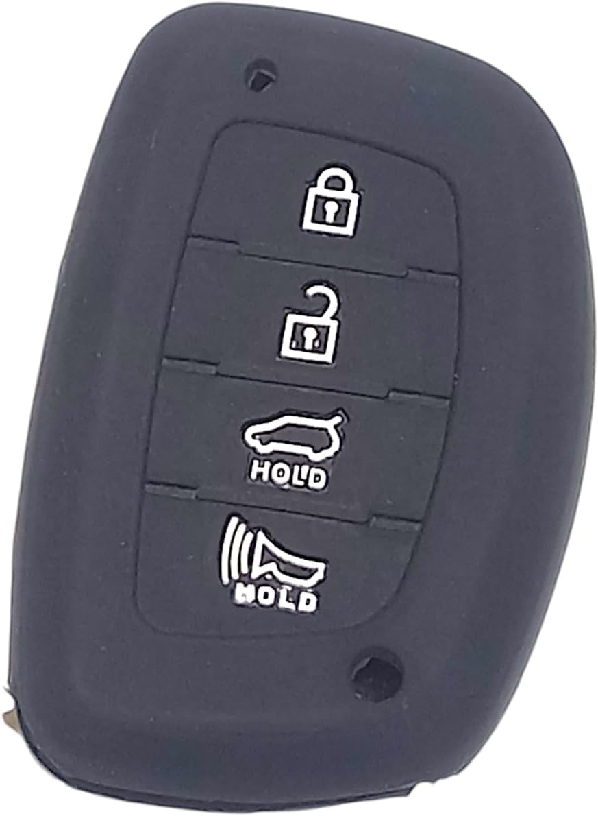 LOKYBOY Silicone Car Key Fob Cover Case Compatible with Hyundai, Black (Elantra GT- Ioniq - Sonata - Tucson)