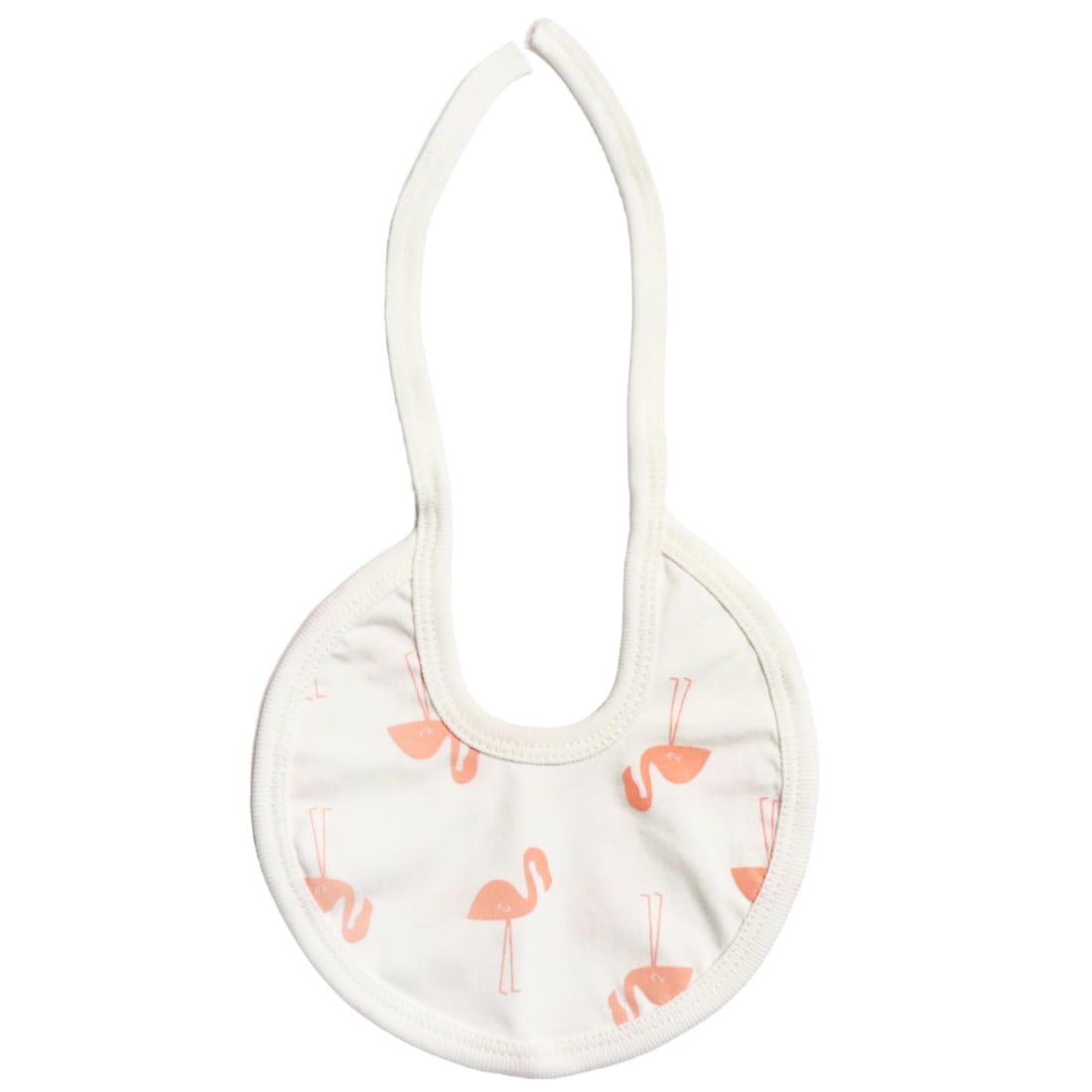 Cotton Bib Printed Flamingo For Girls-White