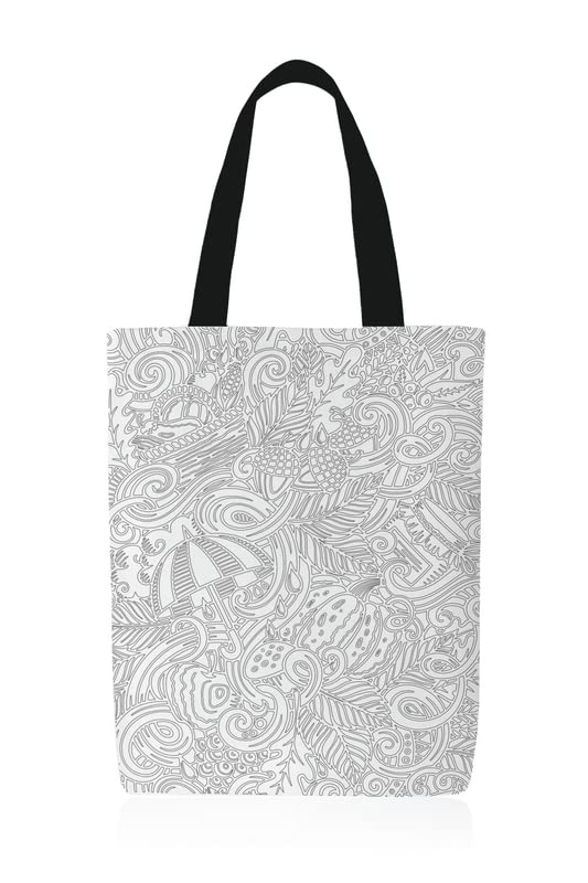 ART MOOD HOME Coloring Canvas Umberlla junior Tote Bag Black &White + Coloring set 32x45 CM