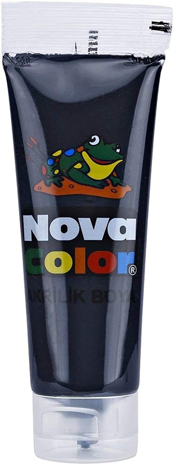 Nova color acrylic paint black nc-260 tube 75 grams for canvas, ceramic, glass, wood, paper