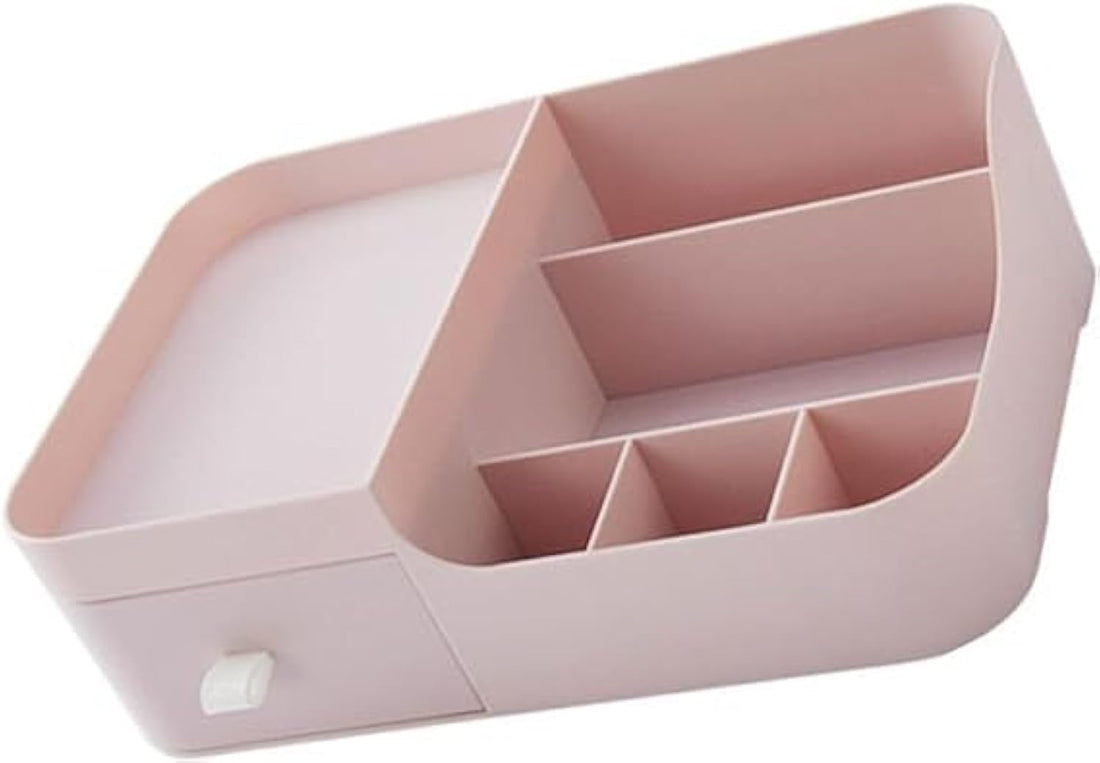 Generic Playful and Functional Makeup Organizer with Drawer and Shelf, Pink, Multi-colored