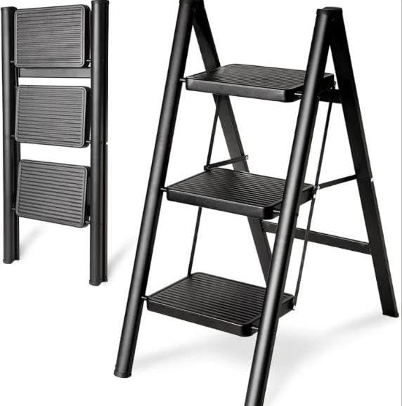 Trend Heavy Duty Metal Ladder for Heavy Weights Foldable Space Saving Ladder for Home Office (3 Floor)