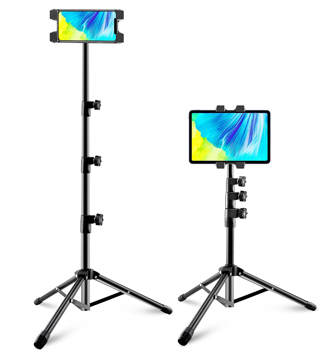 iPad Stand, iPad Pro & Air Tablet Holder with 360° Rotation, Height Adjustable Tripod for 4.7 - 12.9 Inch Tablets & iPhone