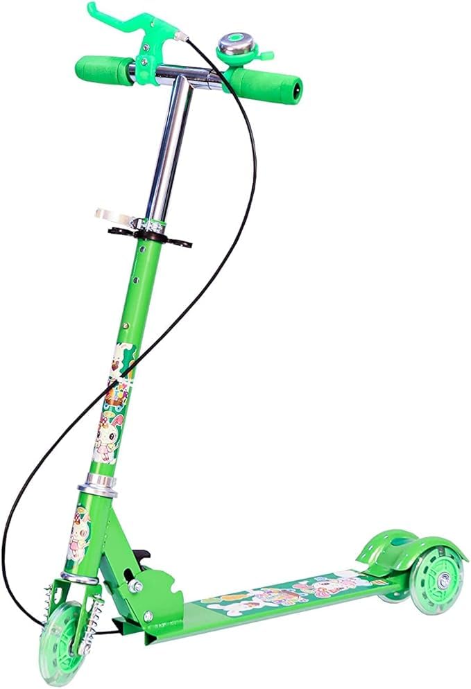 TRUE FIT® Road Runner Kick Scooter for Kids Ages 3-14 Years Old Boy Girl with 3 Wheel LED Lights, Adjustable Level Handlebar & Foldable Design & Lean-to-Steer