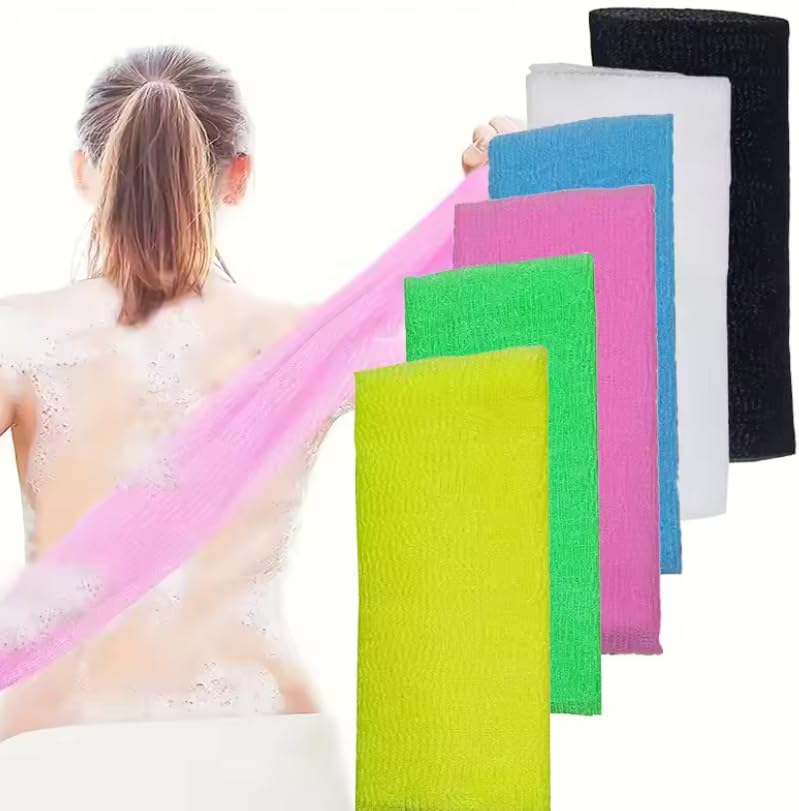 1 PC Multicolour Nylon Japanese Exfoliating Cloth Nylon Scrub Bath Towel, Long 90cm, Body Shower Cleaning Sponges Wash Cloth Towel Body
