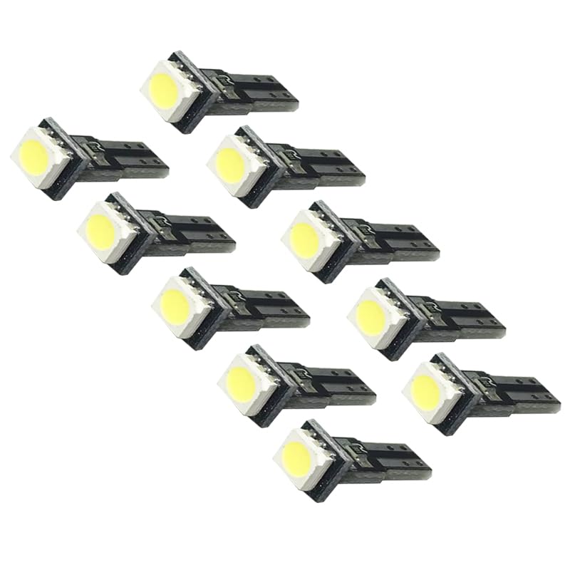 10 Pieces Car Interior Light T5 12V LED 1 SMD Dashboard LED Light Kit Safaya Wide Application (White - 10pcs - Code:8159) - KaberTrade