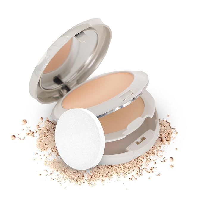 2 -IN- 1 Compact Powder+bronz powder with Puff | Silky Texture | Ultra-Fine Formula | Blurring Imperfections | Combatting Shine (N2)-