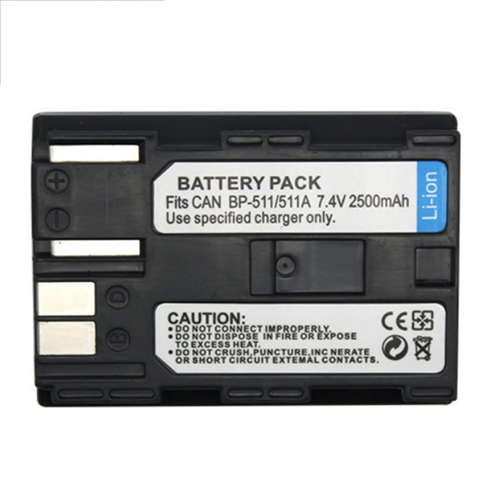 GQ The BP511/BP511A High Capacity Batteries for Canon EOS 30D 40D 50D D60 D30 D40 Digital SLR Camera,Canon BP-511/511A Rechargeable Battery Pack, 7.4V 2500mAh.