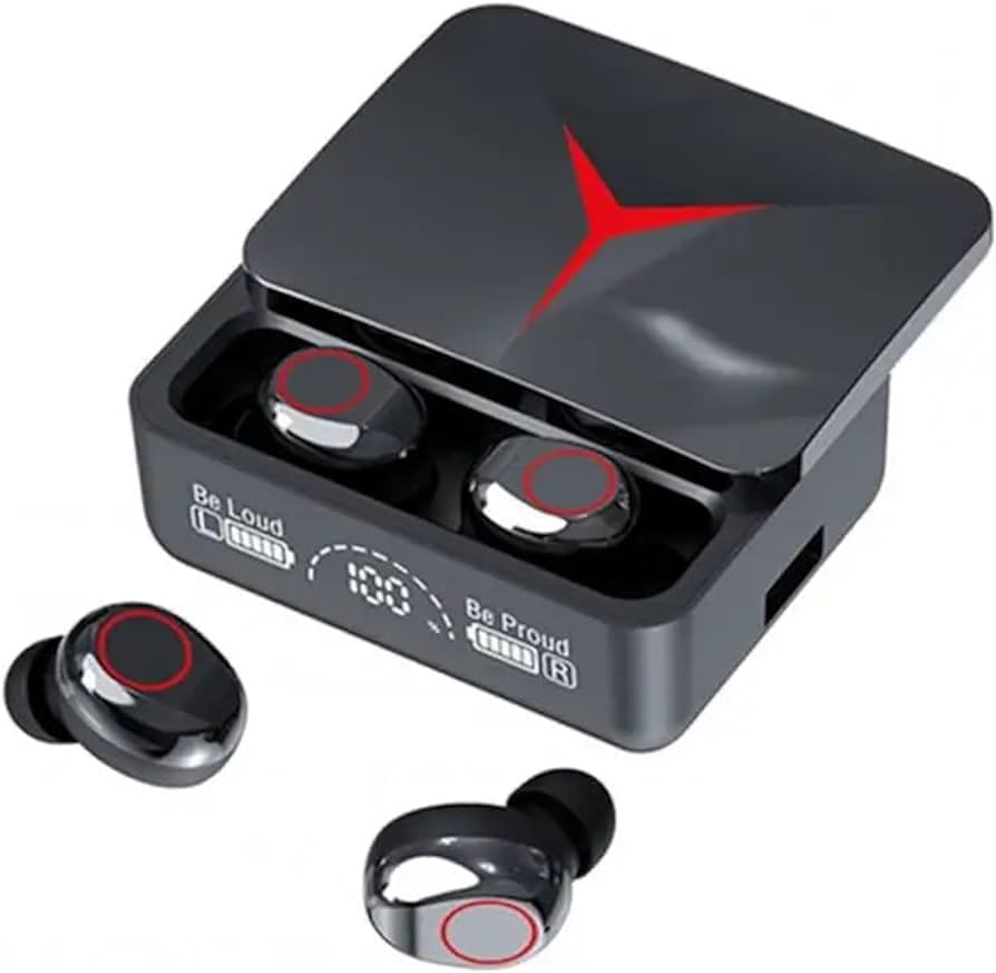 Headphone M90 Pro Bluetooth Noise Cancelling In-Ear Wireless Headphones Wireless Headset with Mic and Touch Control Headset Compatible with iPhone and Android with Power Bank Charging Case (M90 PRO)