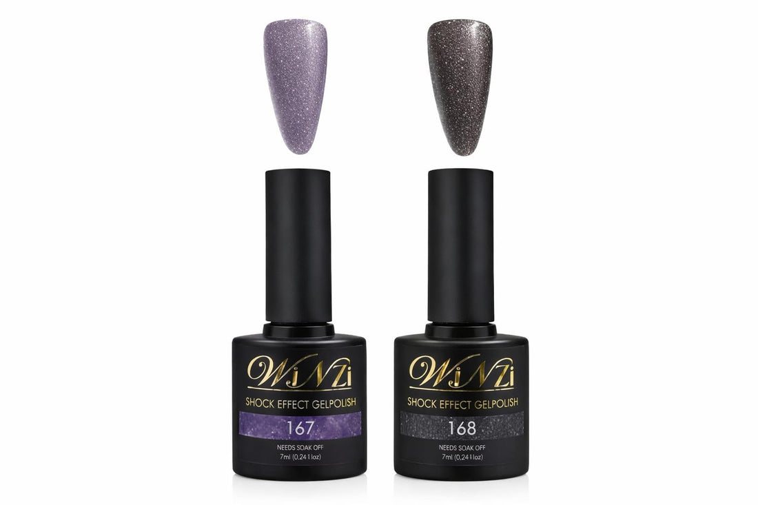 Shock Effect Gel Polish Set, Sparkling Texture Gel Nail Colors, UV LED Soak Off, High Shine Shimmer Finish for Salon & Home Manicure, 7ml Bottles (167-168)