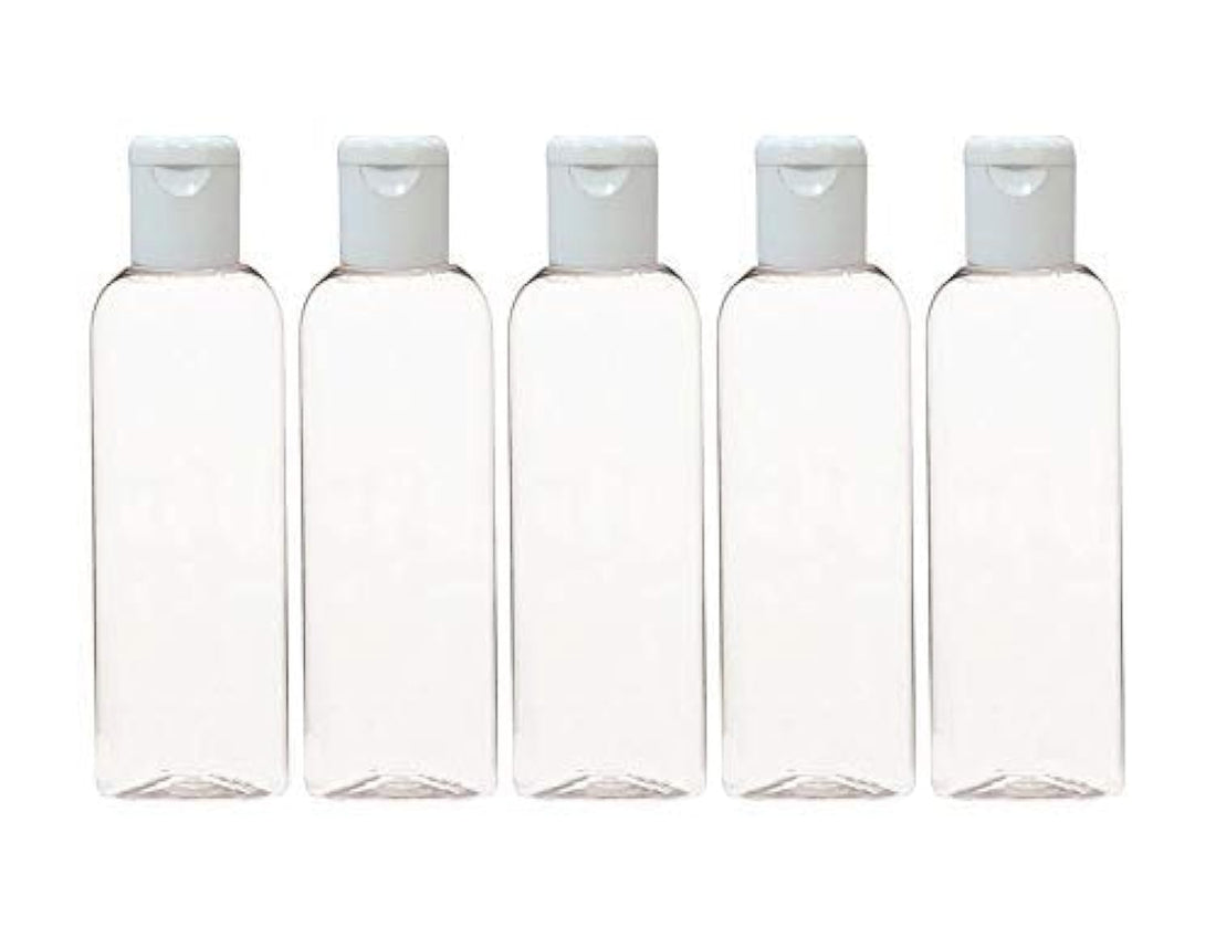 Zenvista Empty Cosmetic Containers for Shampoo Bottle, Hair Oil Bottle, Sanitizer Bottle with White Flip Top Cap/Dispenser, Lotion Pump, Transparent Bottle -100ml (Pack of 50)