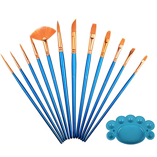 12 Pcs Art Oil Acrylic Watercolor Paint Brush Set Palette Acrylic Drawing Brushes Art Supplies With Palette