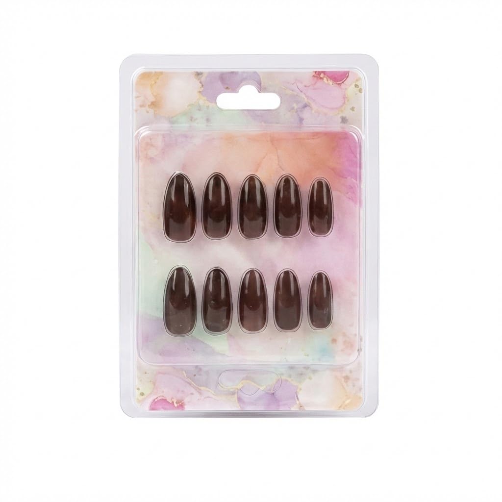 Nopatia Colorful Beauty Nail Kit Manicure Set with Attractive Fashion Designs and Art Engravings - Natural and Professional Look False Nails for All Occasions (Maroon)