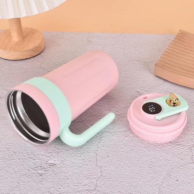 Thermal Mug 450ml Digital Coffee Tea Cup with Airtight Lid Keep Heat All Day Modern Practical