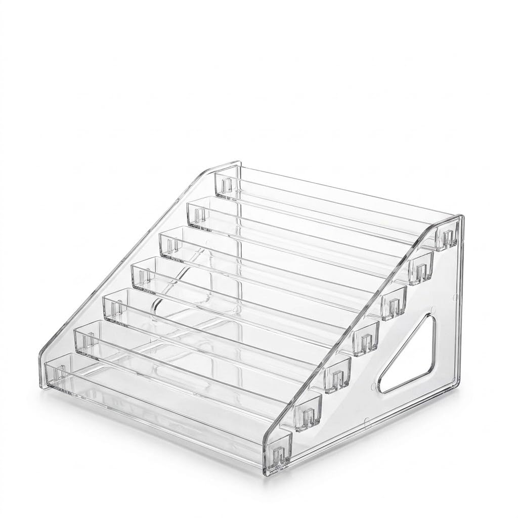 5-Tier Clear Acrylic Makeup Organizer – Elegant Cosmetic Storage Stand for Safe & Organized Beauty Products