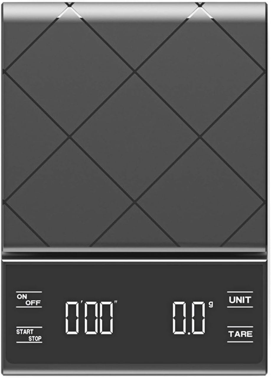 Digital Scale High Precision 0.1g/3kg Multifunction Scale with Timer and Luminous Display, Touch Screen, Perfect for Coffee and Cooking, Support Grams and Ounces - Black