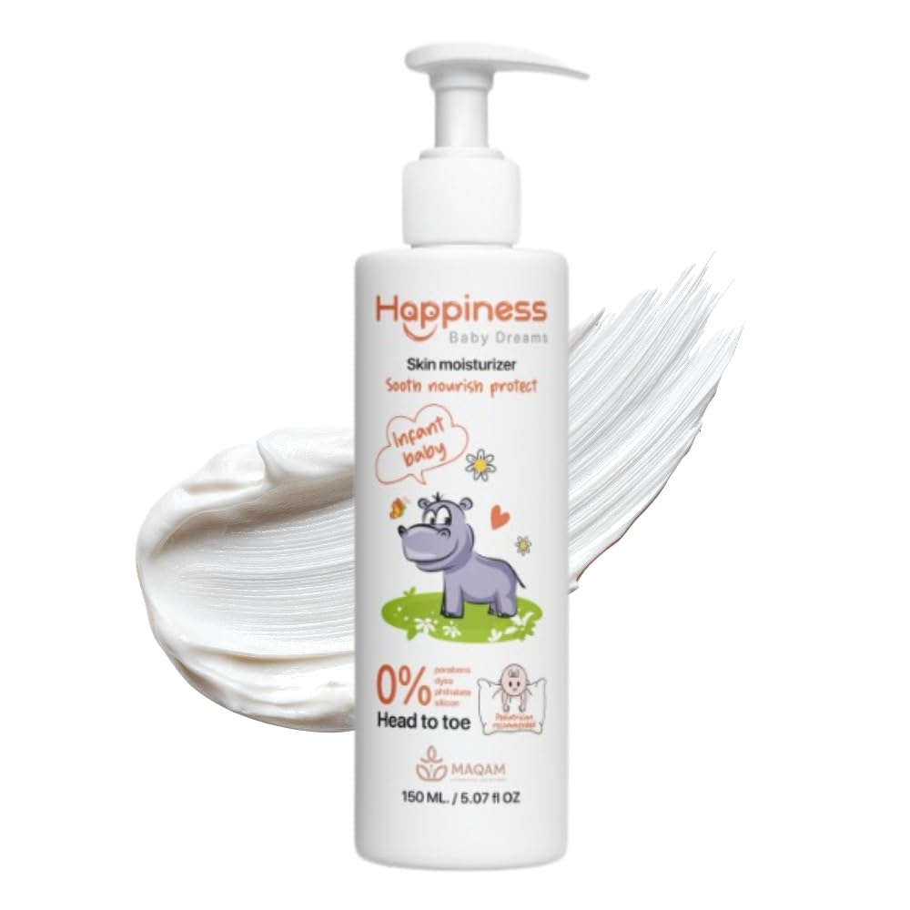 Happiness Baby Skin Moisturizer, body lotion with a soft texture, long-lasting hydration and softness from head to toe, Gentle on baby skin and suitable for sensitive skin, 100 gm