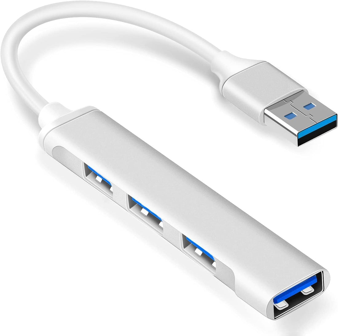 Scalebee USB Hub, Ultra-Slim 4 Port Hub (1*USB3.0 & 3*USB2.0), Multi USB Adapter, Splitter for PC, Notebook, MacBook, Desktop, PS3 PS4, Xbox, Wii, XPS, Mobile HDD, USB Drives - Sliver