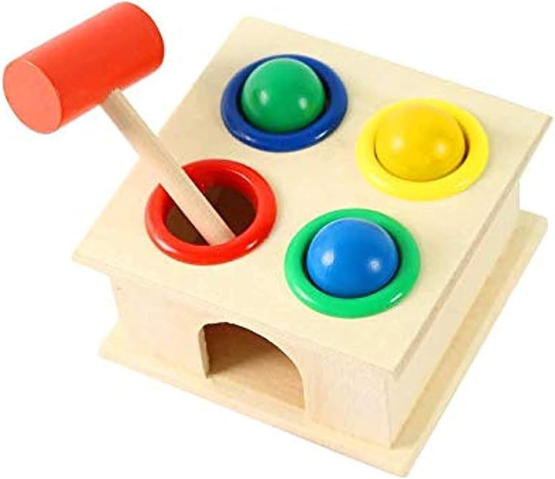Wooden Ball Hammer Toy Set,Small Hammer Box Educational Toys, Educational Pounding Bench with Colourful Balls, Early Learning Development Game for Toddlers 1-3 years