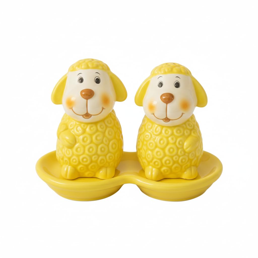 Home Care TT-1328 Sheep Ceramic Salt Shaker Playful Kitchen Dining, Pack of 1 - White Ceramic
