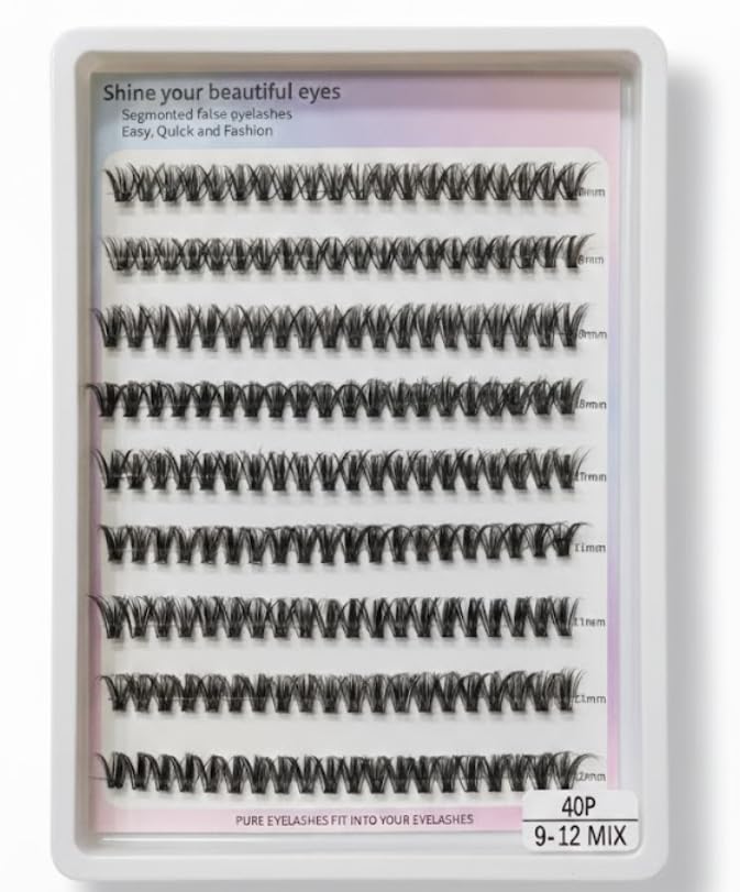 LAHES 200PCS - Extensions Individual Lash Volume 6D mink - FREE EYELASHES - Natural Eyelashes (40P 9-12 MM-MIX)-ONE BY ONE-MIX