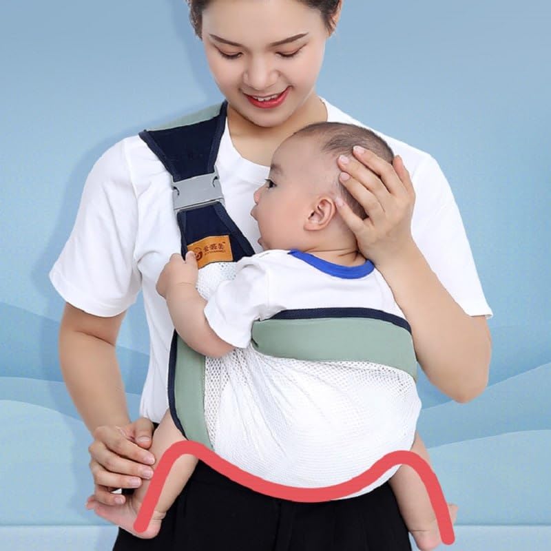 Adjustable Baby Carrier, Baby Half Wrap Carrier, Single Shoulder Sling Sling Natural Cotton with Breathable Mesh for Newborns and Toddlers (1 Piece Only…) Get It by Eagle Shop - igle shop