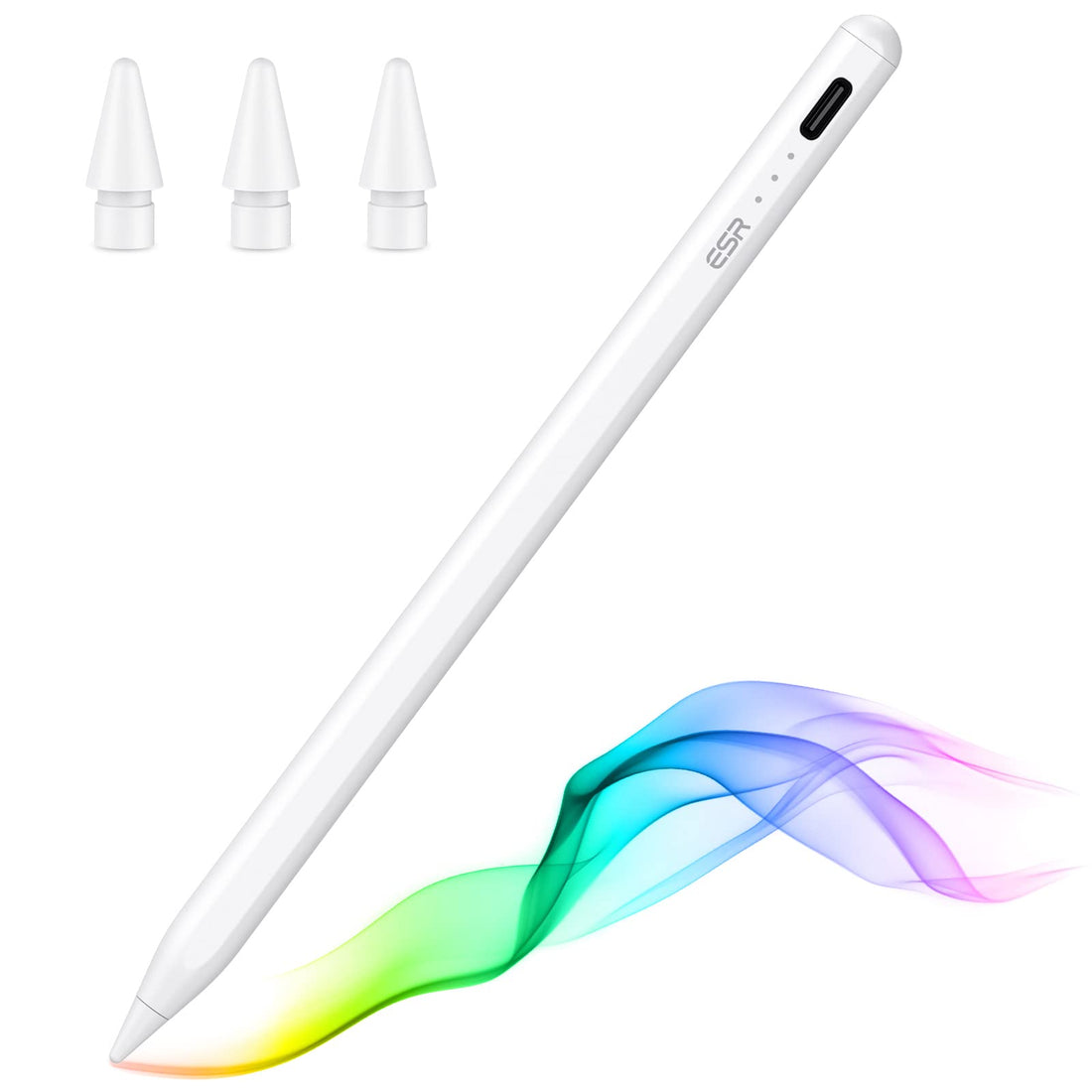 ESR Stylus Pen for iPad with Tilt Sensitivity, iPad Stylus Pencil for Apple iPad 9/8/7/6, iPad Pro 11, iPad Pro 12.9, iPad Mini 6/5, and iPad Air 5/4/3, Palm Rejection, Magnetic Attachment, White