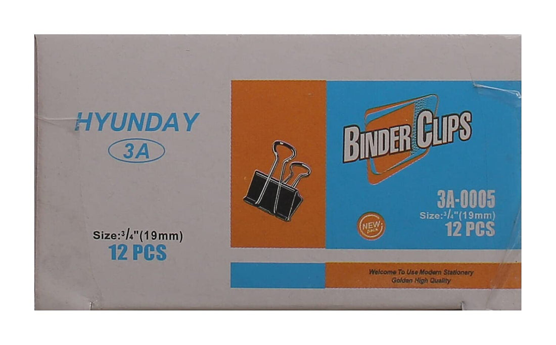 3A Hyunday -0004 binder clips 25 mm 12 pieces - black