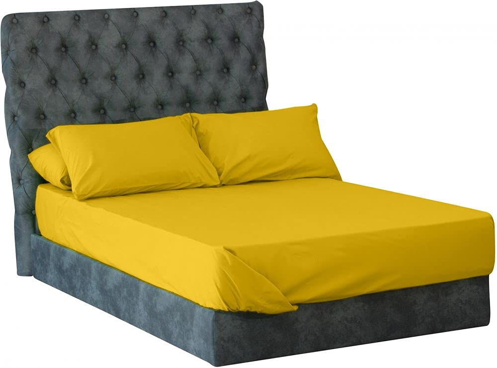 El Maamoun Plain Bed Sheet Set Of 3, 240x180 cm - Mustard