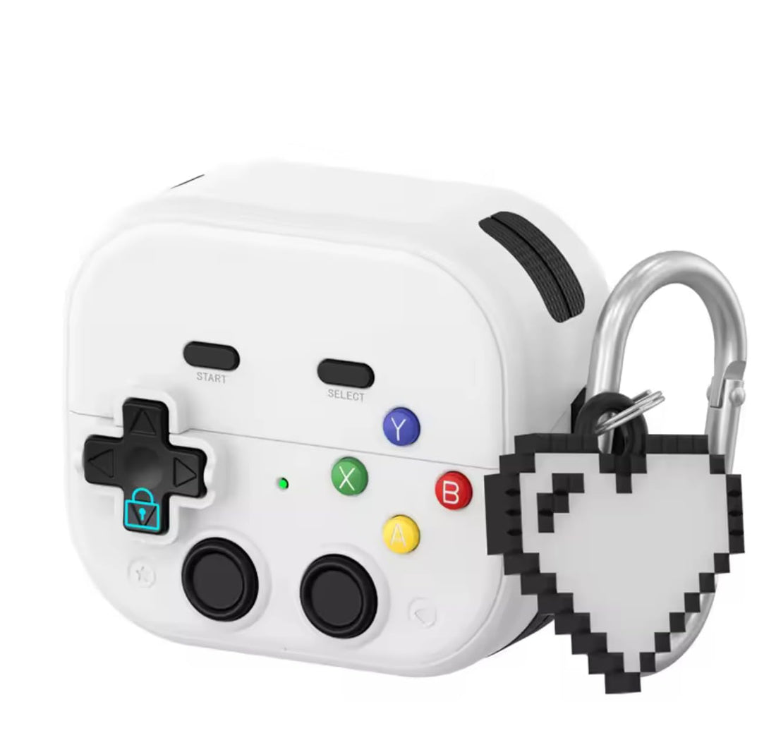 Fekra 3D Cover for Samsung Galaxy Buds 3 / Buds 3 Pro Protective Silicone Skin Cover with Carabiner Fashion Retro Gaming Machine Earbuds Case Cover for Samsung Galaxy Buds 3 Pro/Buds 3 (PC White)