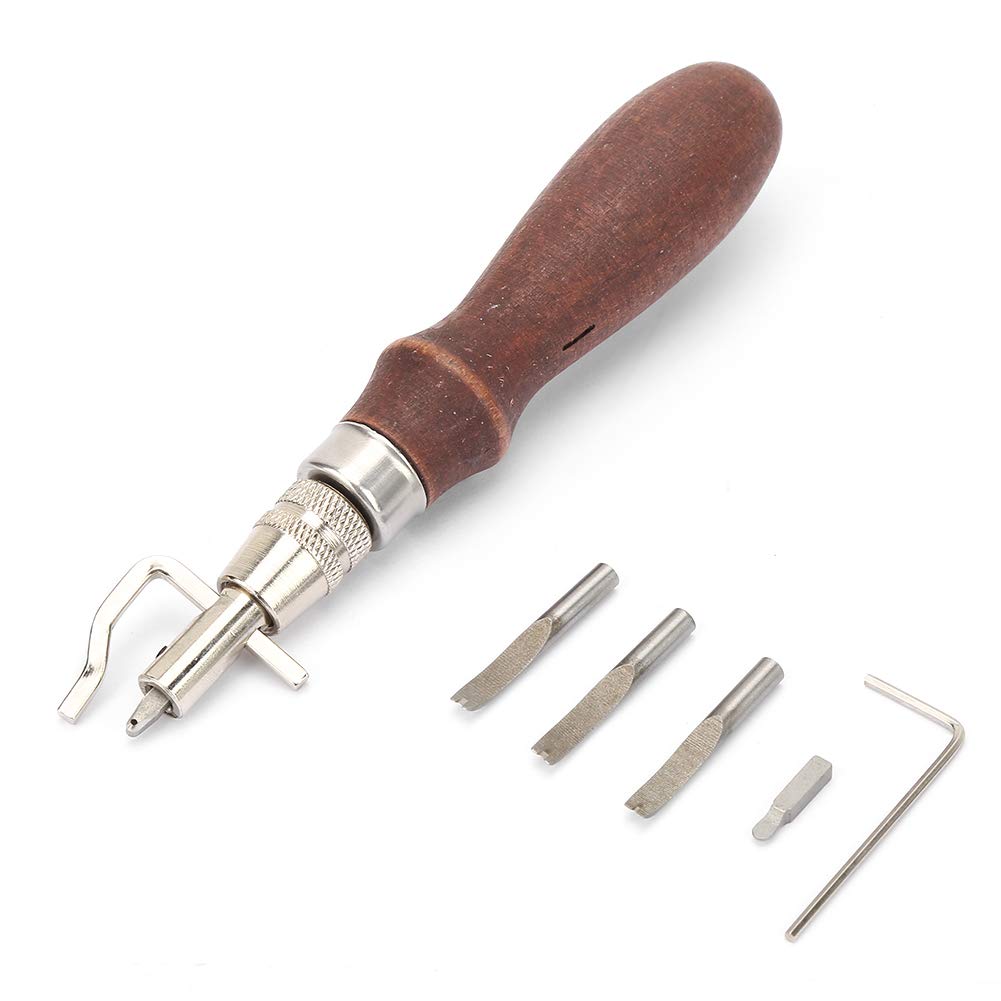 Sorandy 7 in 1 Leather Groover, DIY Leathercraft Working Tools, Leather Craft Stitching Groover Skiving Edger Beveler