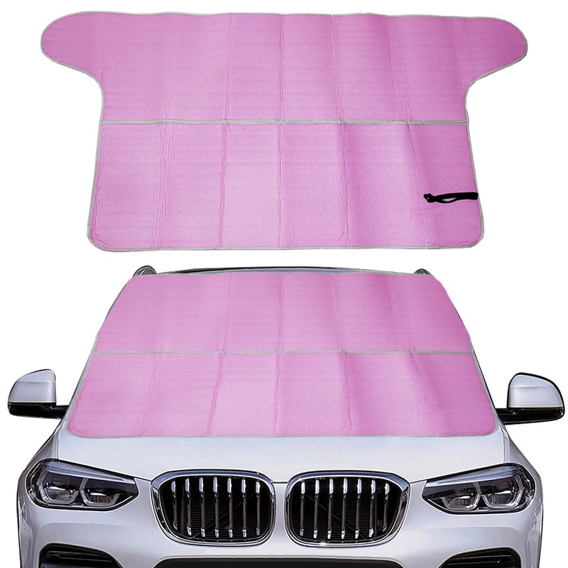 KaberMisr 2020 Car Sun Shade for Front Windshield UV Rays and Heat Protection Reflective Sunshade (Pink, 190 * 90cm, Code:8676)