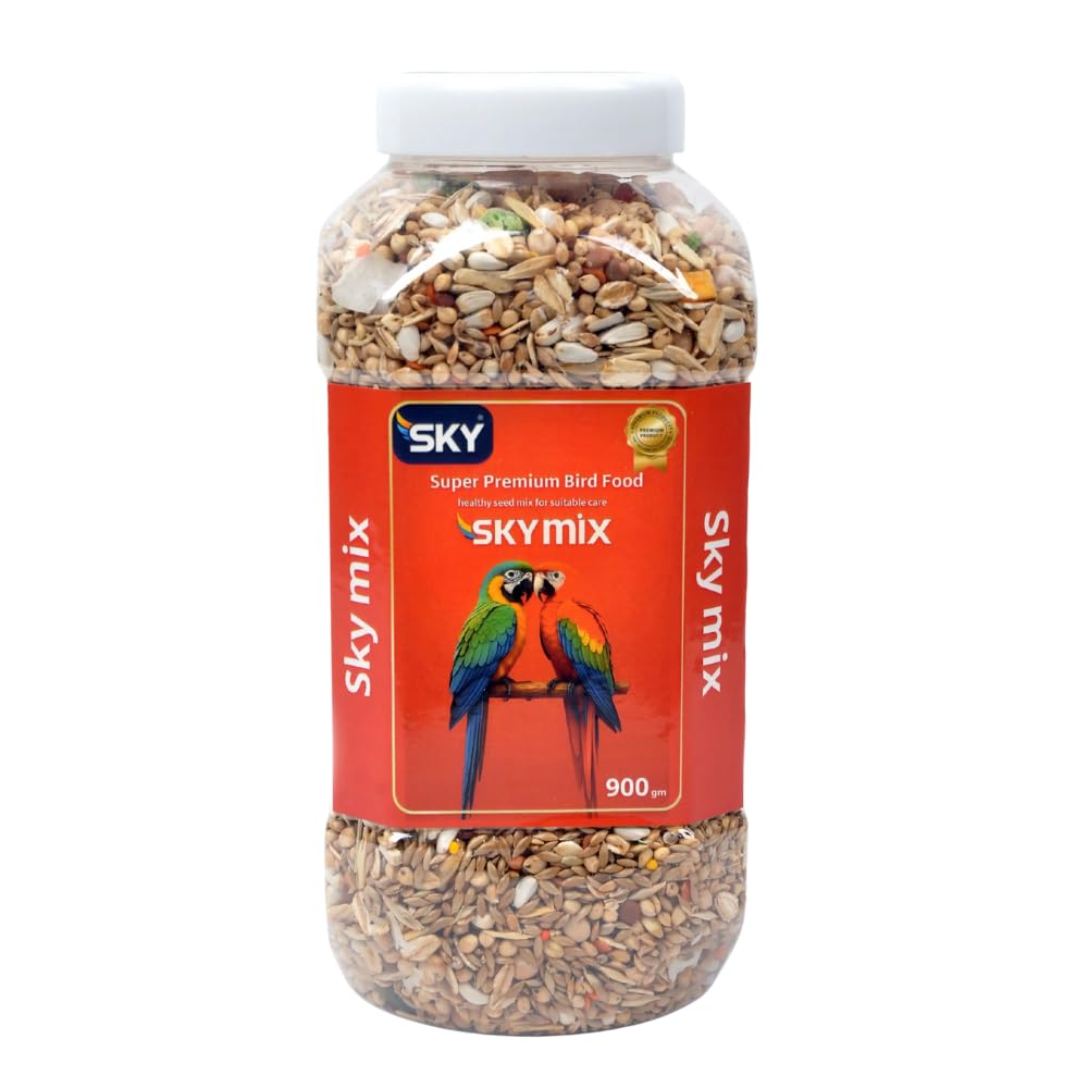 Sky Mix Parrot Food 900g - Super Premium Macaw & Casco Mix Large Parrot Food Fruit Nuts Value Pack