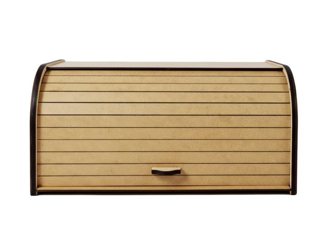 Al Farouk Modern Bread Bread Box - Wooden Bread Basket with Sliding Tractor Lid for Living and Toast, Kitchen Decor Organizer Coffee Bar (Brown) (Beige/Light Natural Wood with Brown Detail)