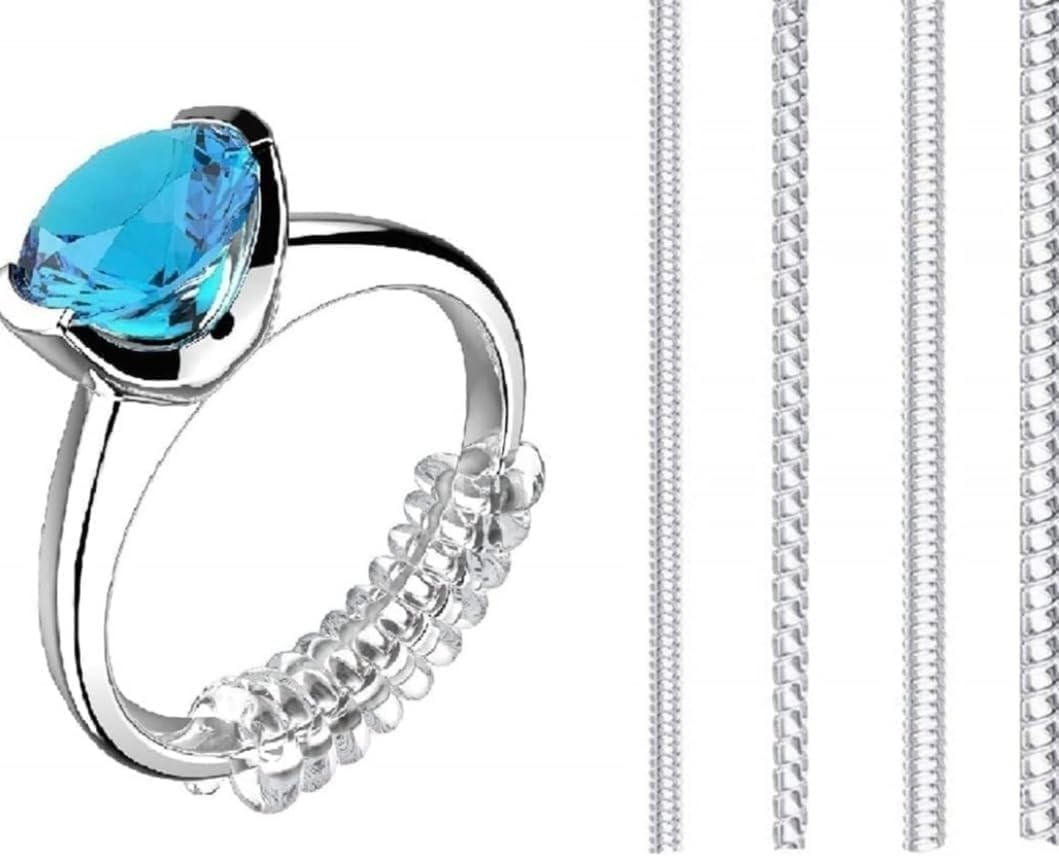 Ring Size Adjuster Set, 4 Pieces, Transparent Silicone Ring Guard, Invisible Ring Tightener