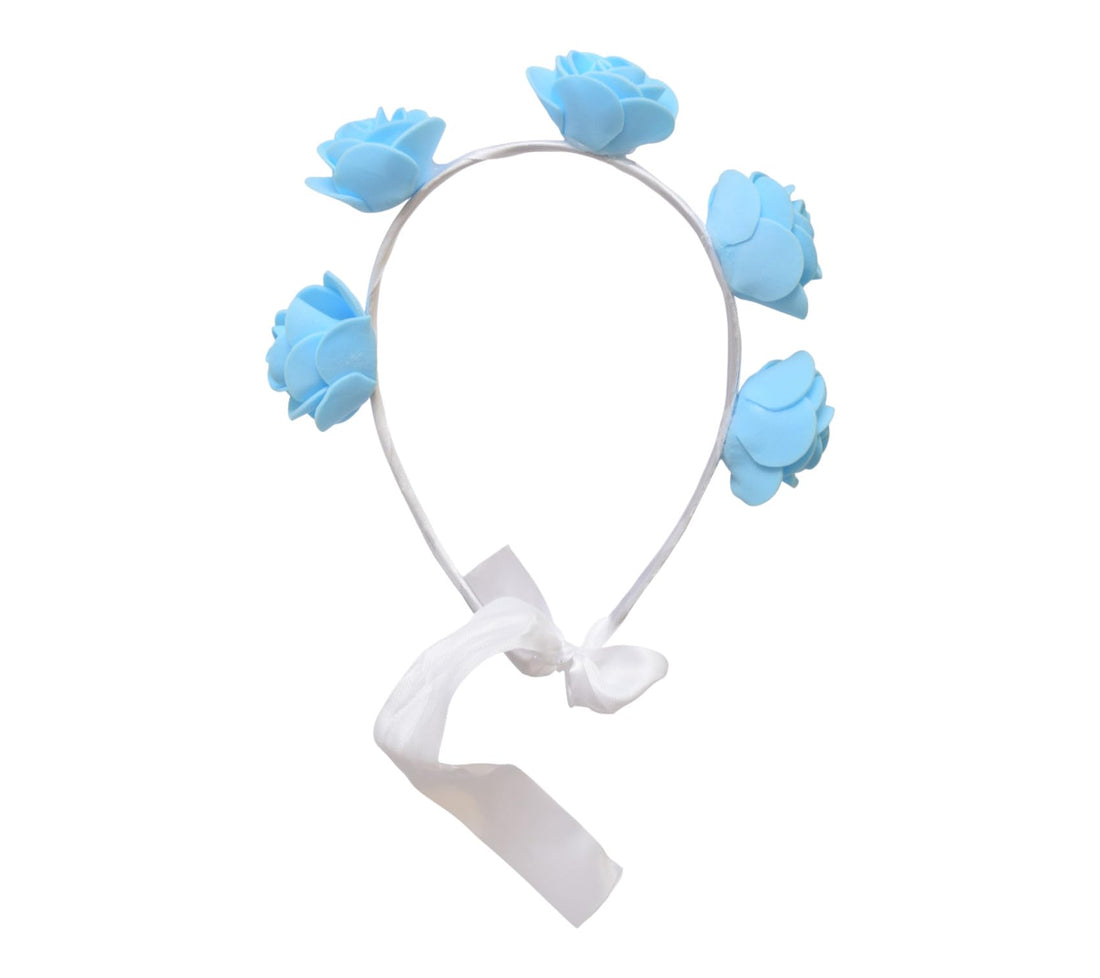 Daphne Adjustable Hair Band With Flower Design For Girl - Baby Blue