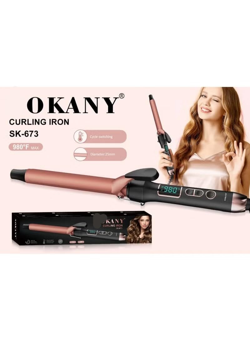 one year warranty_Sokany SK-673 Curling Iron Multi Temperature Levels 980°F Digital Display 25ml