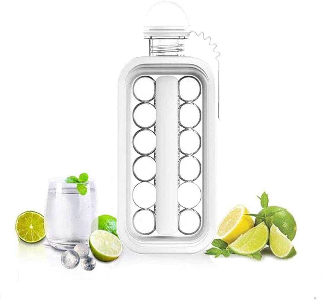 KASTWAVE Ice Cube Trays, 2 in 1 Portable Ice Ball Maker Kettle With 17 Grids Flat Body Lid Cooling Ice Pop/Cube Molds For Hockey, Coffee, Milk, Juice, Water