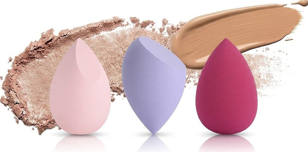 Make Up Sponge Set, 3 Pieces Beauty Blender Sponge, Make Up Sponge, Wet and Dry, for Cream, Liquid Foundation, Liquids and Powder -multicolor with box