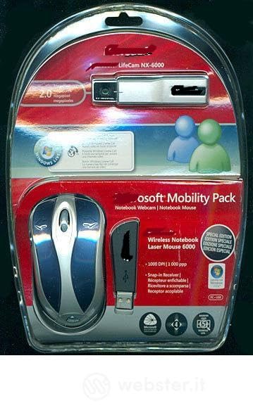 Microsoft LifeCam NX-6000 USB 2.0 Navigation Bundle/Wireless Mouse Silver/Blue/Webcam Color Silver/Black - High Quality