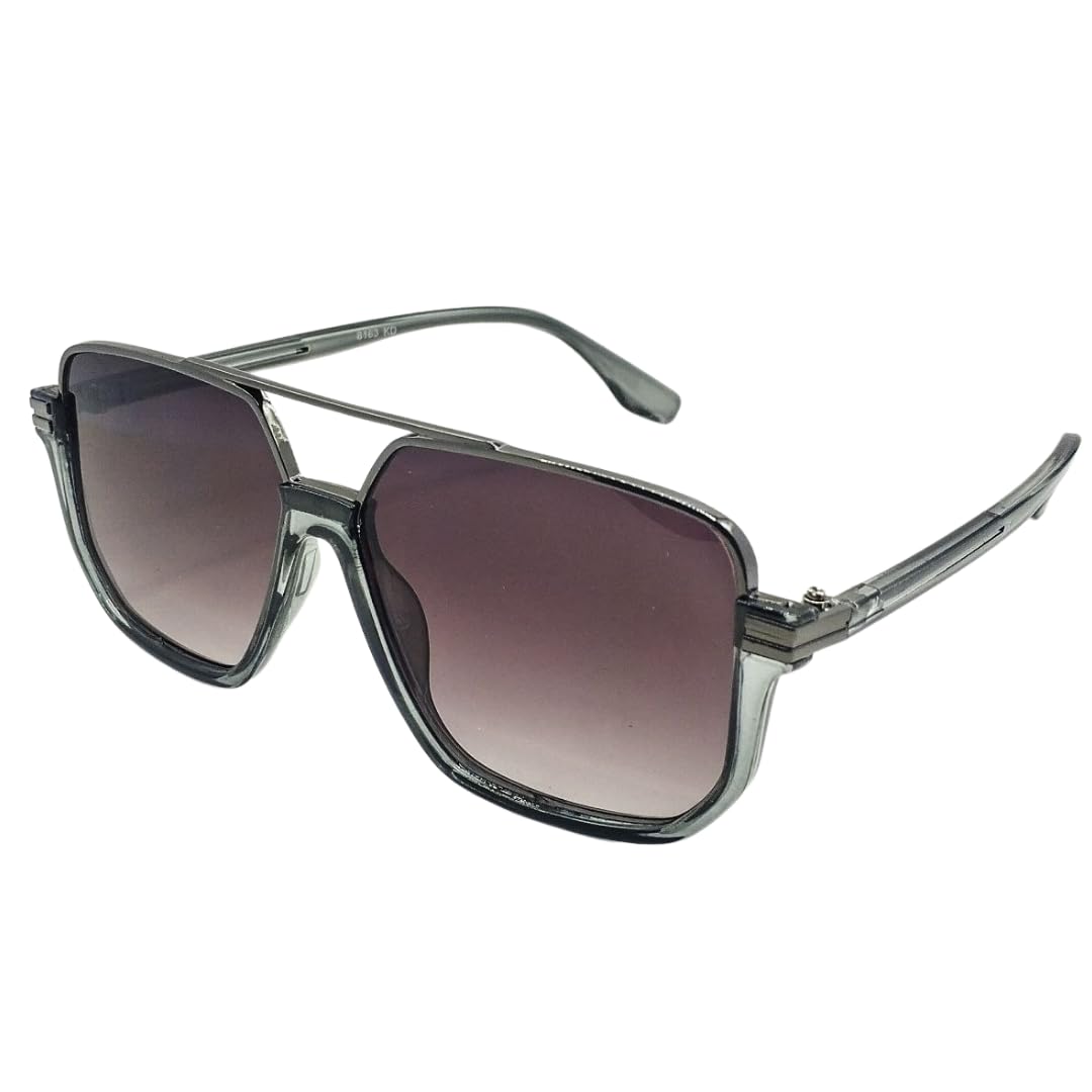 Unisex Classic Square Sunglasses UV400 Protection Sunglasses (Grey Black Lens)